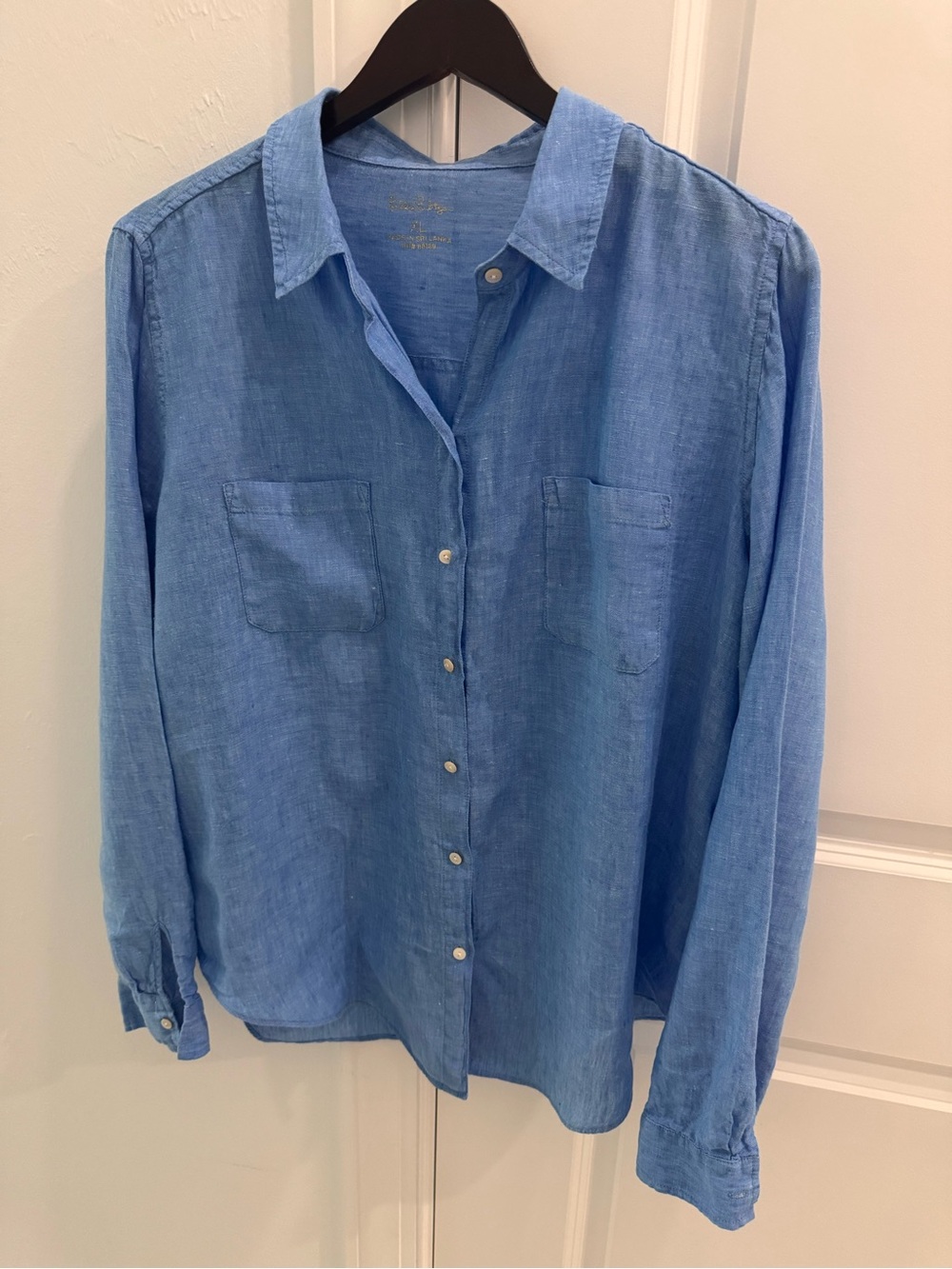 Lily Pulitzer Sea View Linen Button Down Top Size XL - Picture 3 of 6